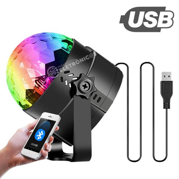 Imagem de Mini Globo Jogo De Luz RGB Colorido Com Bluetooth e Caixinha de Som Iluminação P/ Festa USB LEY2165