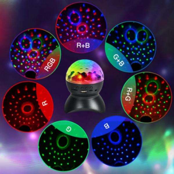 Imagem de Mini Globo Led Colorido Laser Bola Maloca Caixa De som  Iluminação Potente Bluetooth Festa LEY2145