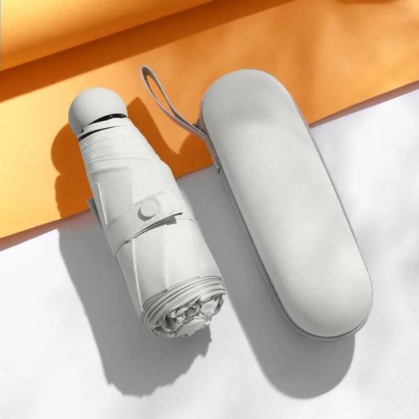 Mini Guarda-Sol Dobrável com Proteção UV - Portátil e com Caixa de Armazenamento Imagem de Mini Guarda-Sol Dobrável com Proteção UV - Portátil e com Caixa de Armazenamento