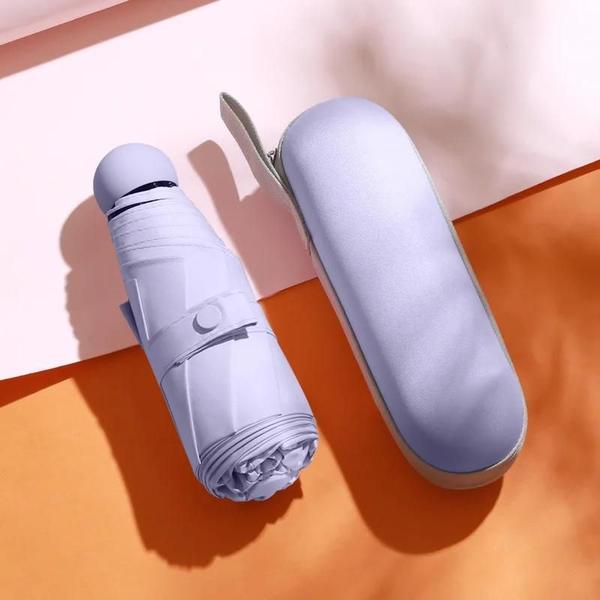 Mini Guarda-Sol Dobrável com Proteção UV - Portátil e com Caixa de Armazenamento Imagem de Mini Guarda-Sol Dobrável com Proteção UV - Portátil e com Caixa de Armazenamento