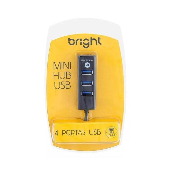 Imagem de Mini Hub Usb 2.0 Portas 4 Carregador Switch Preto Bright Plug And Play