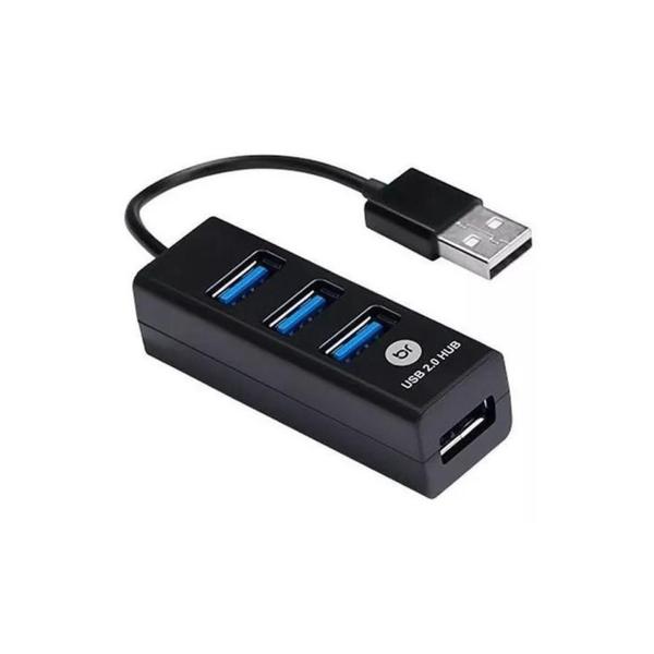 Imagem de Mini Hub Usb 2.0 Portas 4 Carregador Switch Preto Bright Plug And Play