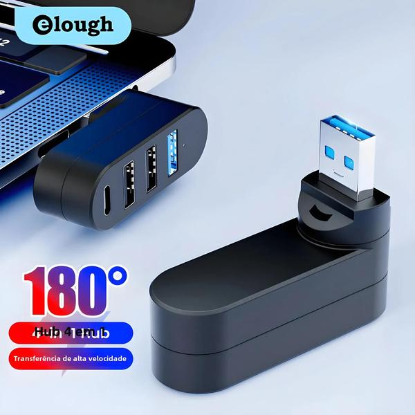 Imagem de Mini Hub USB 4 Portas Alta Velocidade - Adaptador Tipo C 3.0/2.0