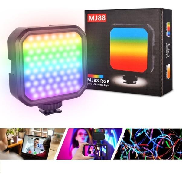 Imagem de Mini Iluminador Led Rgb Recarregável Foto Fotografia Profissional Portátil 110v/220v Mj88