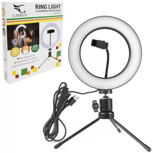 Imagem de Mini Iluminador Ring Light De Mesa 56 Leds 8 Polegadas 5600k