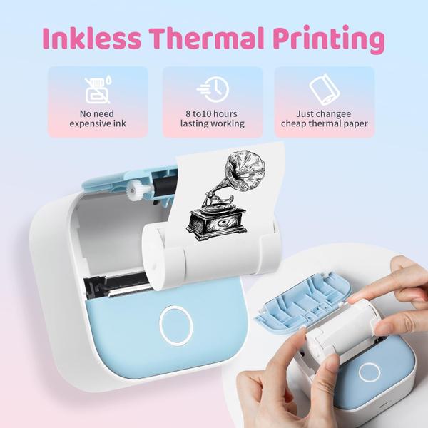 Imagem de Mini impressora de adesivos Ponek Print Pods T02 para iPhone com papel