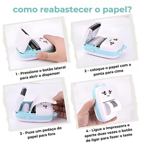 Mini Impressora Infantil Portátil Bluetooth Térmica Rosa - Friburgo Imagem de Mini Impressora Infantil Portátil Bluetooth Térmica Rosa