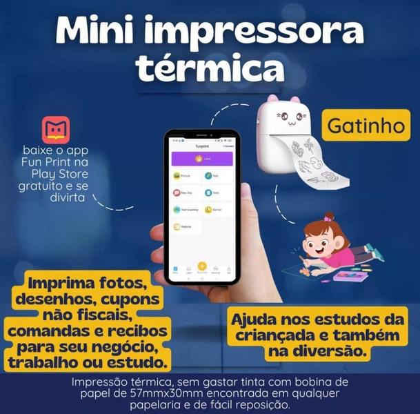 Imagem de Mini Impressora Premium Termica Recarregavel Portatil Printe