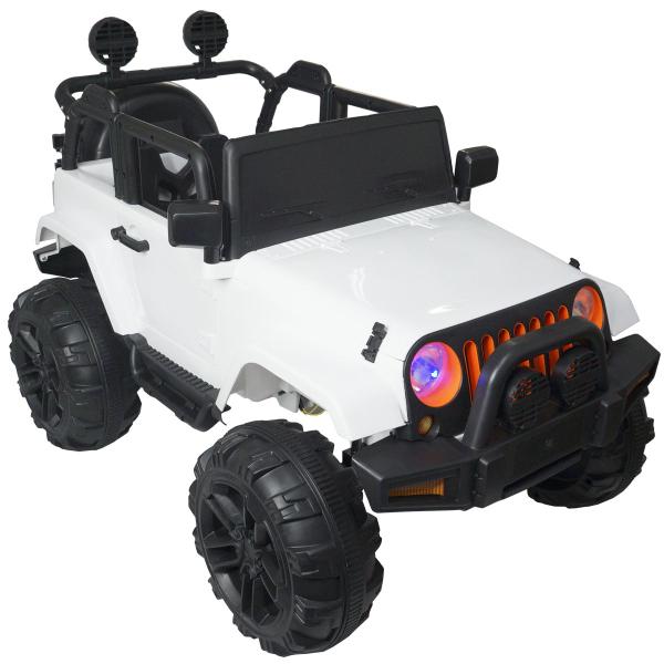 Imagem de Mini Jipe Elétrico Infantil Criança 12V com Controle Remoto Luz Som Usb Mp3 Carro Importway Branco