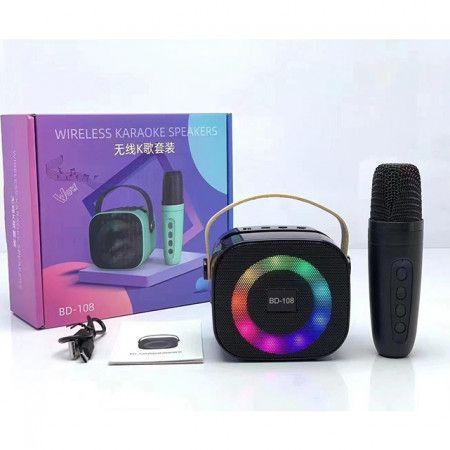 Imagem de Mini Karaoke Portatil RGB Bluetooth Com Microfone Sem Fio BD-108