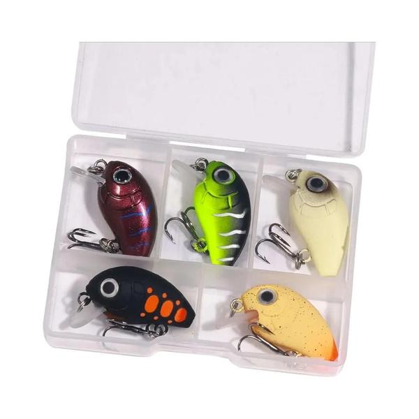 Imagem de Mini Kit Crankbait HENGJIA - 5 Peças (1,5g, 3cm) - Isca Dura para Baixo e Truta