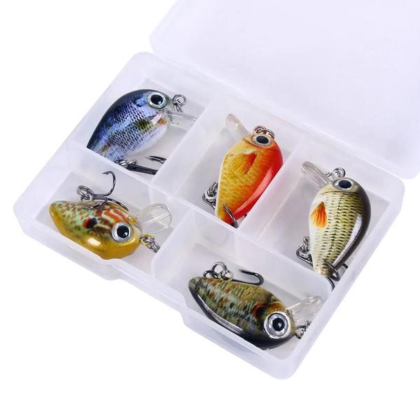 Imagem de Mini Kit Crankbait HENGJIA - 5 Peças (1,5g, 3cm) - Isca Dura para Baixo e Truta