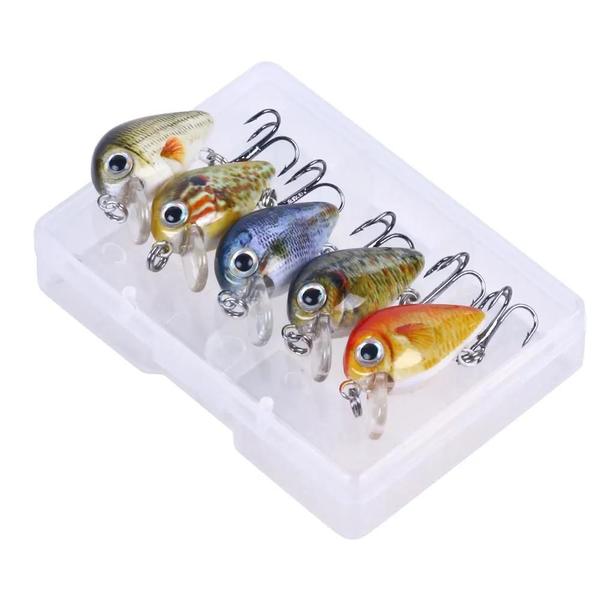 Imagem de Mini Kit Crankbait HENGJIA - 5 Peças (1,5g, 3cm) - Isca Dura para Baixo e Truta