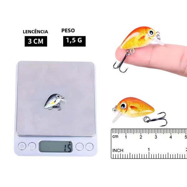 Imagem de Mini Kit Crankbait HENGJIA - 5 Peças (1,5g, 3cm) - Isca Dura para Baixo e Truta