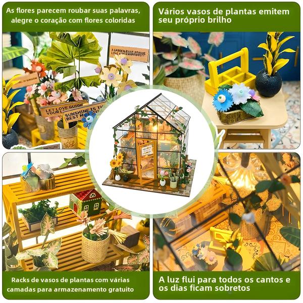 Imagem de Mini Kit DIY de Casa de Boneca de Flores - Conjunto de Quebra-Cabeça 3D