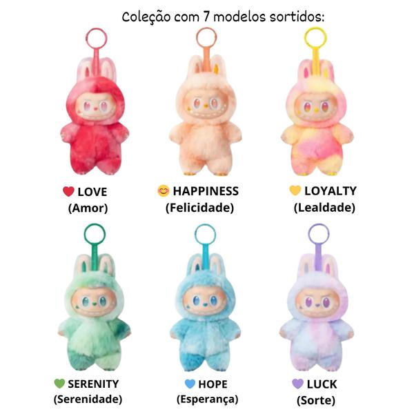 Mini Labubu com chaveiro em edição Big Into Energy - Kit Decoração