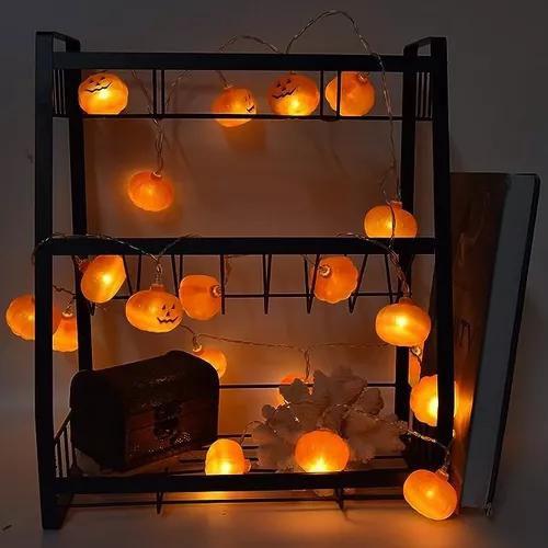 Imagem de Mini Lâmpada Enfeite Halloween Varal Abóbora De Led