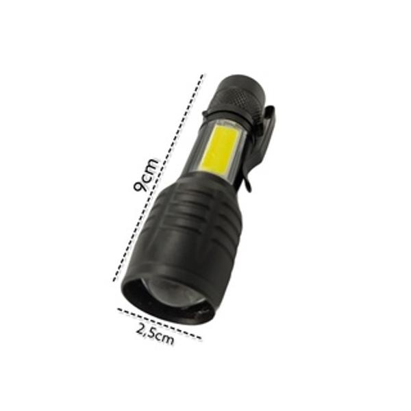 Imagem de Mini Lanterna Com Led e Zoom Recarregável USB Dahora Kit 2 Unidades