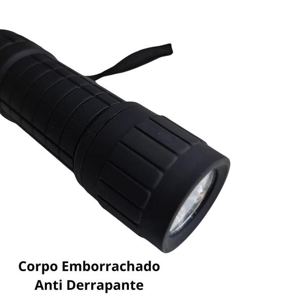 Imagem de Mini Lanterna de Emergência 9 Led a Pilha Corpo Emborrachado