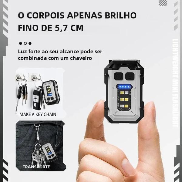 Imagem de Mini Lanterna LED de Chaveiro - Portátil, Alto Brilho, Ideal para Acampamento e Pesca