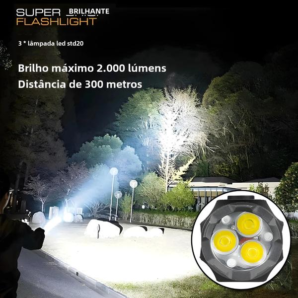 Imagem de Mini Lanterna LED Recarregável 2000LM - Ímã Traseiro e Bateria 18350