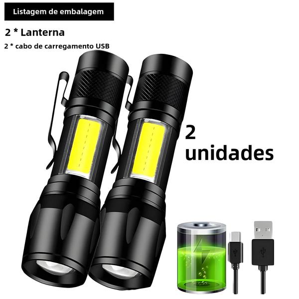 Imagem de Mini Lanterna LED Recarregável Portátil com Zoom COB XPE - Lanterna Tática para Acampamento