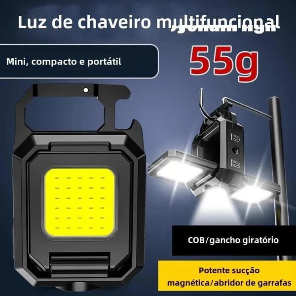 Imagem de Mini Lanterna Recarregável LED com Chaveiro - Luz de Bolso e Trabalho - USB para Camping