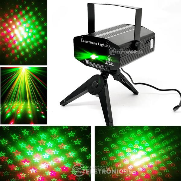 Imagem de Mini Laser Projetor Holográfico Led Strobo Pisca Estrela Festa LK173A