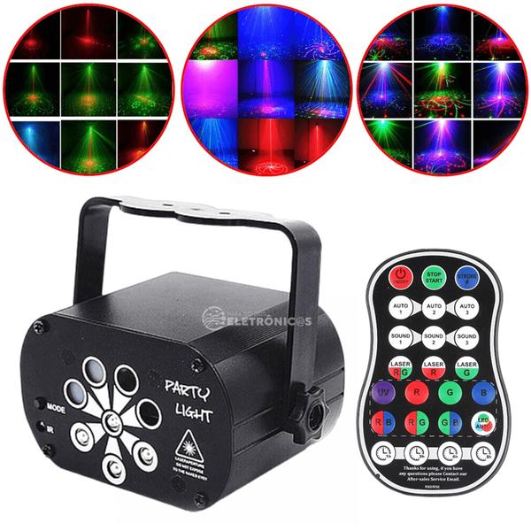 Imagem de Mini Laser Raios De Luzes LED RGB E UV USB Canhão De Luz Com Controle Party Light - 194889