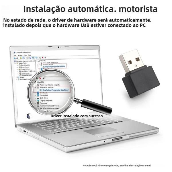 Imagem de Mini Leitor Biométrico de Impressão Digital USB - Compatível com Windows 10/11