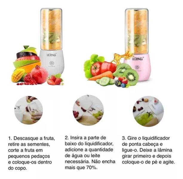 Imagem de Mini Liquidificador Copo De Vidro Portátil 6 Lâminas 450ml