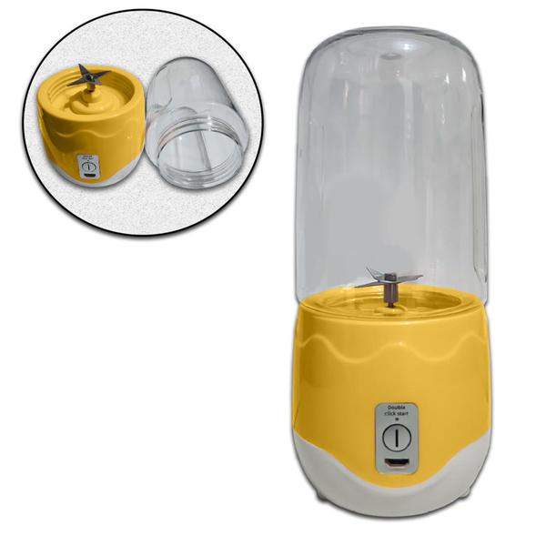 Mini Liquidificador Garrafa Mixer Copo Portátil Recarregável Amarelo Cód. 1825 - Mix Juicer Imagem de Mini Liquidificador Garrafa Mixer Copo Portátil Recarregável Amarelo Cód. 1825