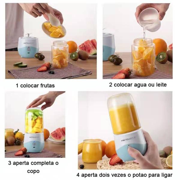 Mini Liquidificador Garrafa Mixer Copo Portátil Recarregável Amarelo Cód. 1825 - Mix Juicer Imagem de Mini Liquidificador Garrafa Mixer Copo Portátil Recarregável Amarelo Cód. 1825