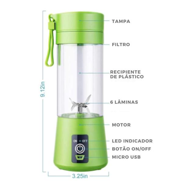 Mini Liquidificador Garrafa Portátil Usb Recarregável - Knup Imagem de Mini Liquidificador Garrafa Portátil Usb Recarregável