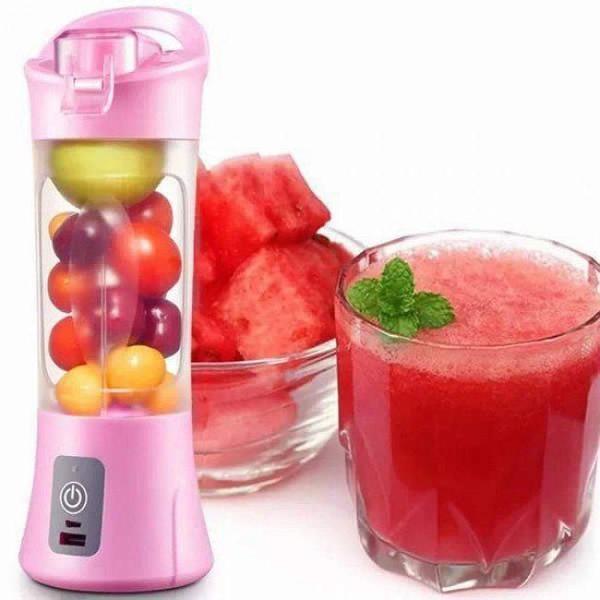 Mini Liquidificador Mixer Juice Usb Garrafa Portatil Rosa - Aquilae Imagem de Mini Liquidificador Mixer Juice Usb Garrafa Portatil Rosa