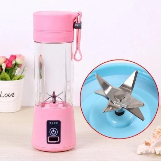 Imagem de Mini Liquidificador Portátil 6 Lâminas Carregamento Usb - Rosa