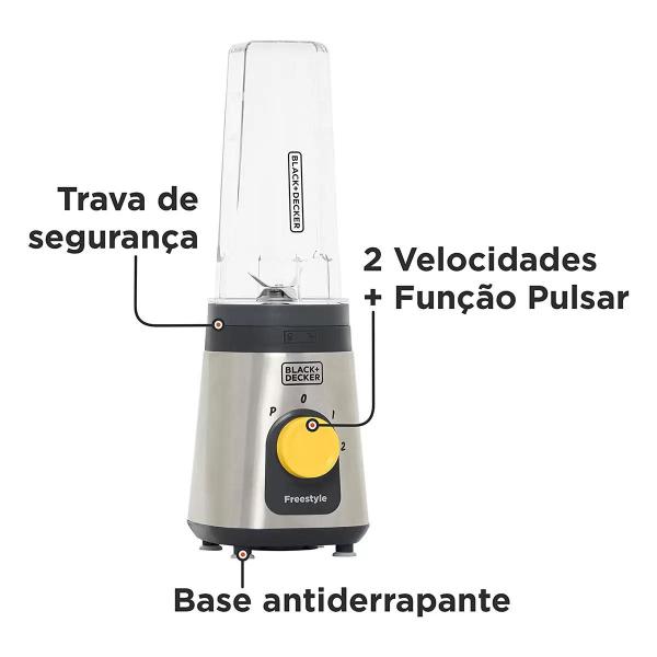 Imagem de Mini Liquidificador Portátil Com Copo e Processador Blender Shake Coqueteleira 220V LP320 Black Decker 220