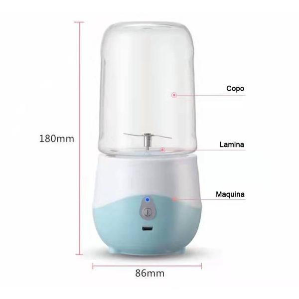 Mini Liquidificador Portatil De Suco Vitamina Elétrico 4 Lâminas 300ML - Arco Imagem de Mini Liquidificador Portatil De Suco Vitamina Elétrico 4 Lâminas 300ML