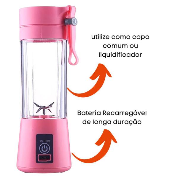 Imagem de Mini Liquidificador Portátil Elétrico 380 Ml Academia Shakes Sucos Vitamina Pequeno Resistente Viage