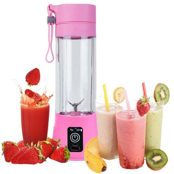 Mini Liquidificador Portátil Elétrico Recarregável USB Rosa - Bazar 110 Imagem de Mini Liquidificador Portátil Elétrico Recarregável USB Rosa