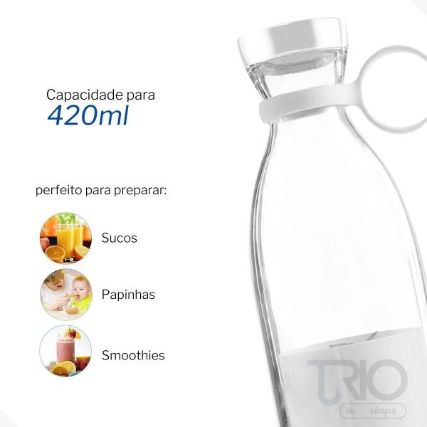 Imagem de Mini Liquidificador Portátil Juicer Recarregável - Branco