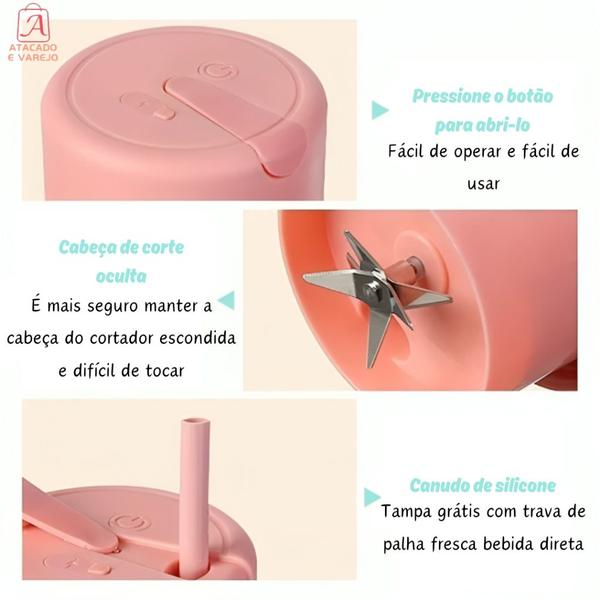 Mini Liquidificador Portátil Para Shake Whey Vitamina Squeeze Fitness Imagem de Mini Liquidificador Portátil Para Shake Whey Vitamina Squeeze Fitness