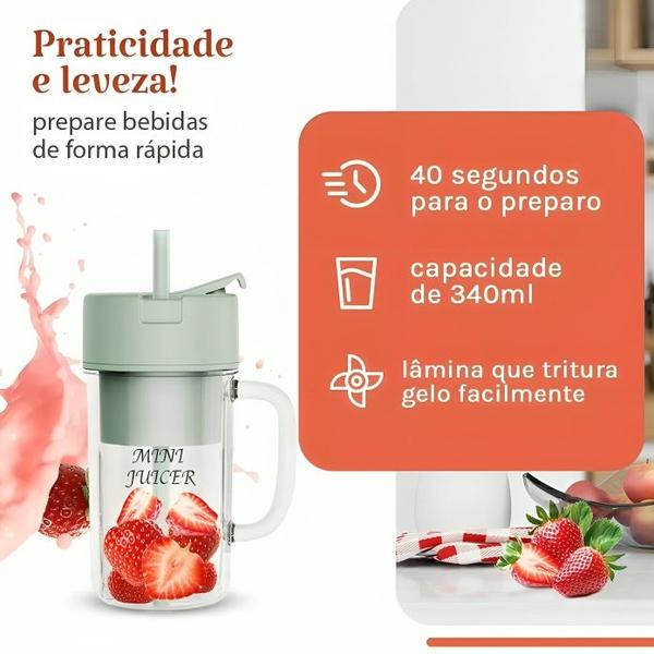 Mini Liquidificador Portátil Para Shake Whey Vitamina Squeeze Fitness Imagem de Mini Liquidificador Portátil Para Shake Whey Vitamina Squeeze Fitness