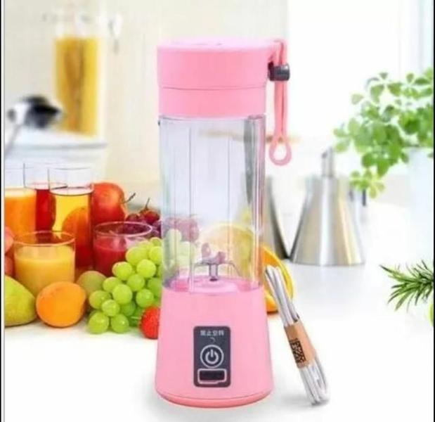 Imagem de Mini Liquidificador Portátil Recarregável 6 Lâminas Rosa