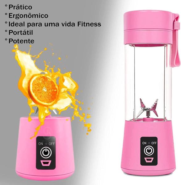 Imagem de Mini Liquidificador Portátil Recarregável 6 Lâminas Rosa