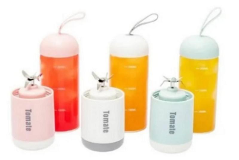 Mini Liquidificador Portátil Recarregável 6 Lâminas Shake Sucos Vitaminas - USB - tomate Imagem de Mini Liquidificador Portátil Recarregável 6 Lâminas Shake Sucos Vitaminas - USB