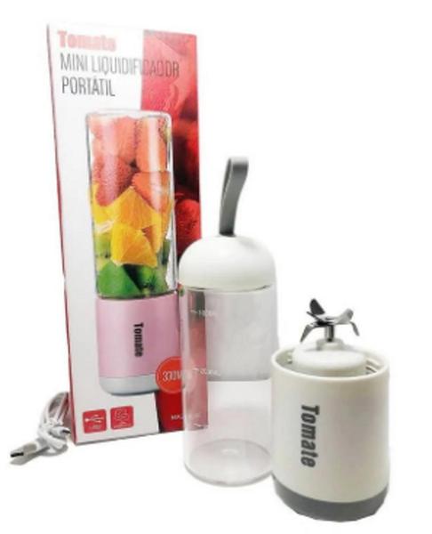 Mini Liquidificador Portátil Recarregável 6 Lâminas Shake Sucos Vitaminas - USB - tomate Imagem de Mini Liquidificador Portátil Recarregável 6 Lâminas Shake Sucos Vitaminas - USB