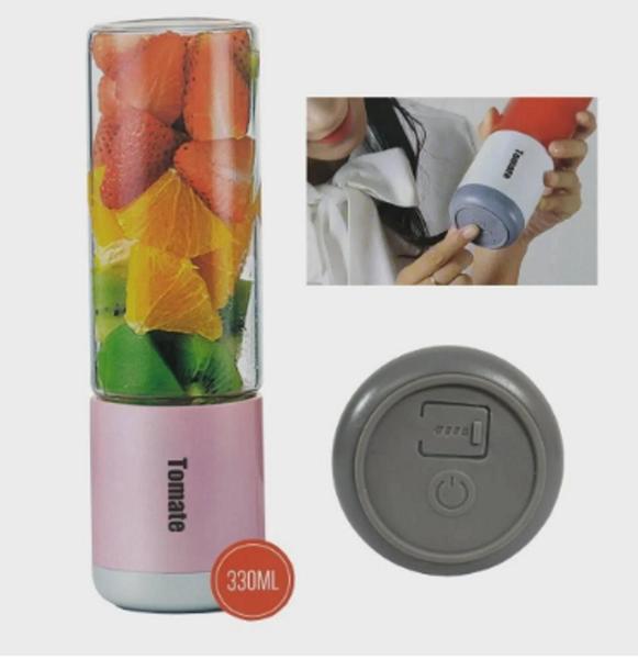 Mini Liquidificador Portátil Recarregável 6 Lâminas Shake Sucos Vitaminas - USB - tomate Imagem de Mini Liquidificador Portátil Recarregável 6 Lâminas Shake Sucos Vitaminas - USB