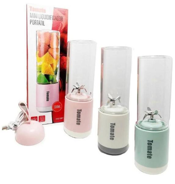Mini Liquidificador Portátil Recarregável 6 Lâminas Shake Sucos Vitaminas - USB - tomate Imagem de Mini Liquidificador Portátil Recarregável 6 Lâminas Shake Sucos Vitaminas - USB