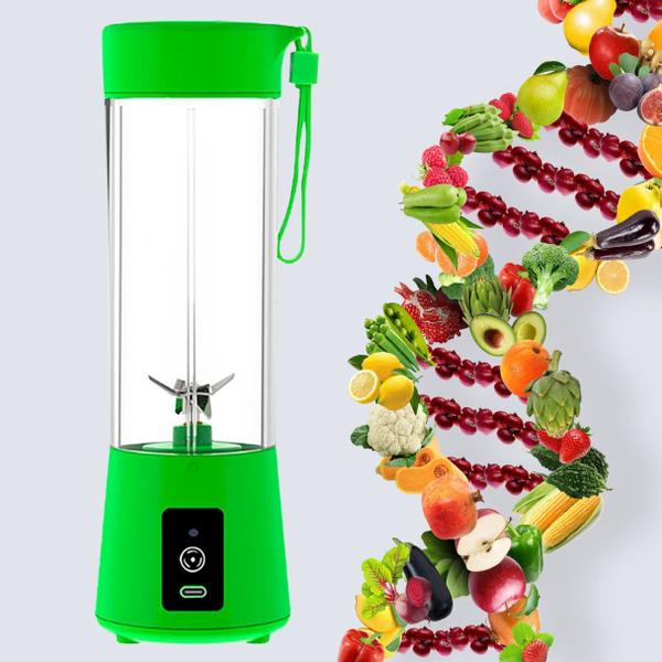 Mini Liquidificador Portátil Recarregável 6 Lâminas Verde - ELLO Imagem de Mini Liquidificador Portátil Recarregável 6 Lâminas Verde